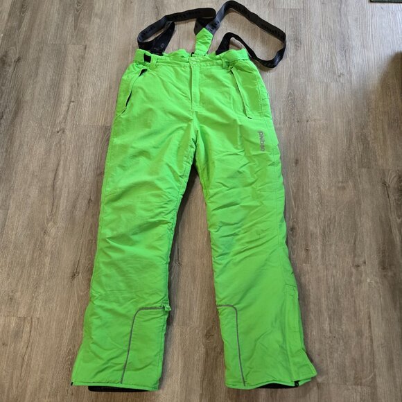 PHIBEE Kid's Lg Water/Wind Proof Breathable Polyester Snow Ski Pants Neon Green - Picture 2 of 14
